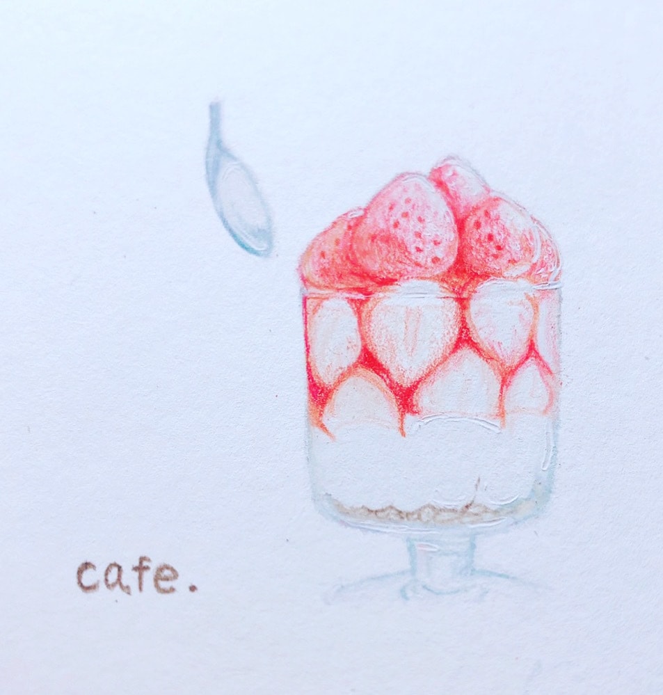 cafeのイラストを色鉛筆で描きます 色鉛筆で、手描きイラストです色鉛筆の優しいタッチのイラスト イメージ4