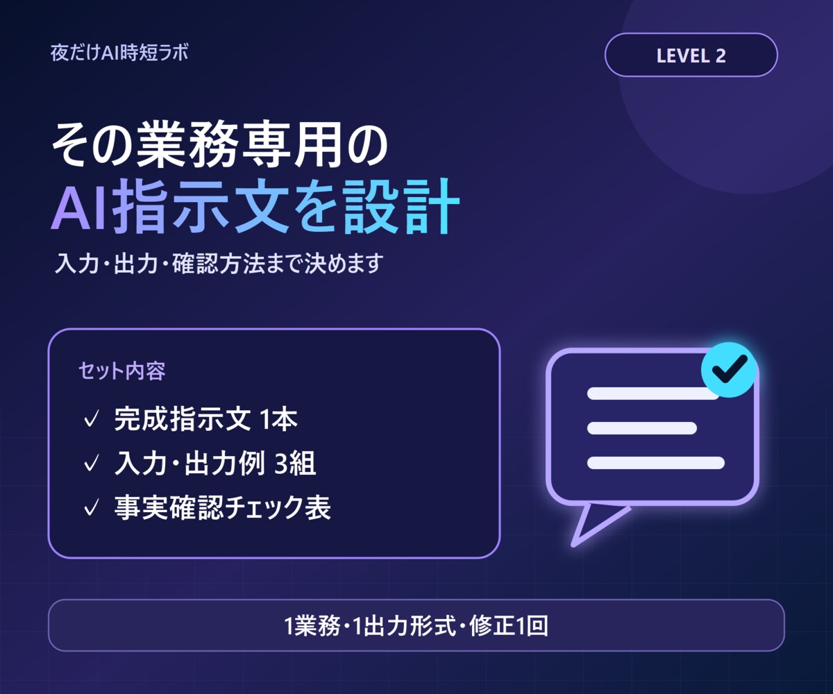 EC・事務専用のAI指示文を設計します 入力例・出力例・確認手順までセットで納品 イメージ1