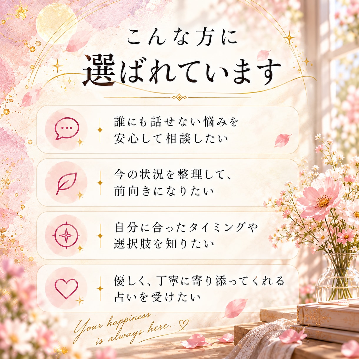 あなたの今の運気と次の変化を霊視します 「今の季節」「変化の兆し」「今できること」のうち1つを鑑定 イメージ7