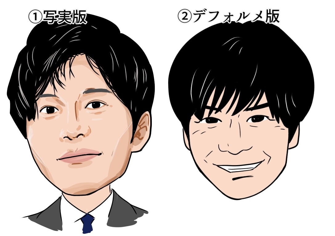 デフォルメ似顔絵2点セット制作します ビジネス・SNSアイコン・結婚式などに！ イメージ2