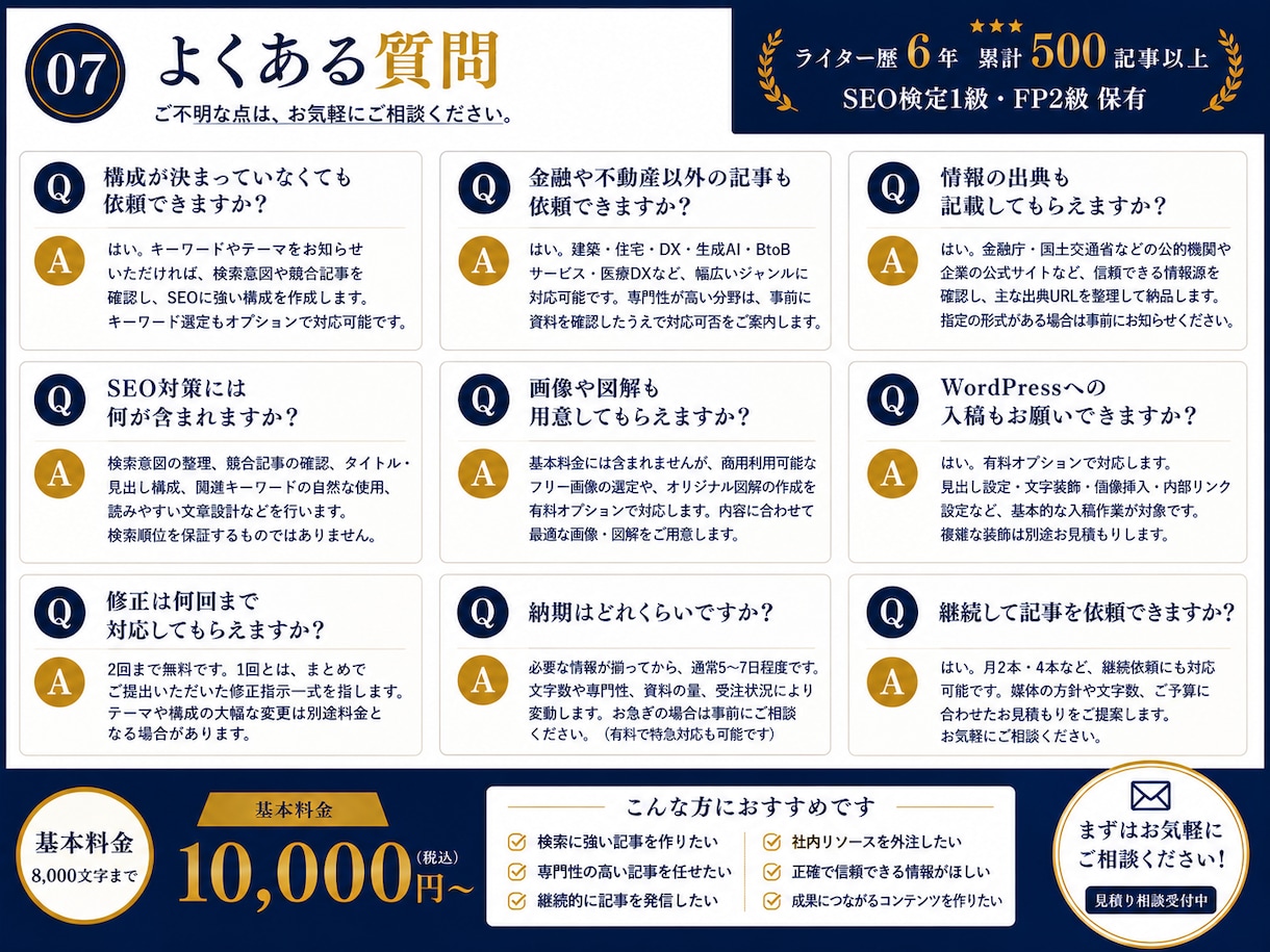 金融・不動産に強いSEO記事を執筆します 構成・執筆・一次情報確認まで一括対応 イメージ7