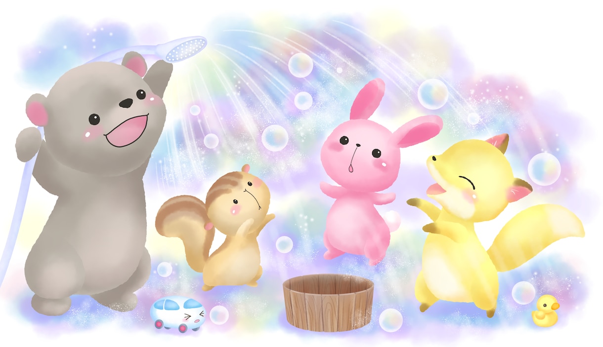 子ども向け！絵本風もこふわ動物イラスト描きます 絵本、挿し絵、子供向けのイラストカットなど★商用利用可 イメージ4