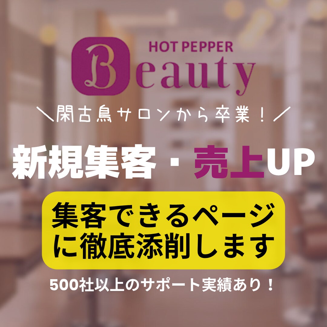 ホットペッパーの新規数UP！全ページ徹底添削します サロン経営12年・美容サロンコンサル250社以上、実績多数！ イメージ1