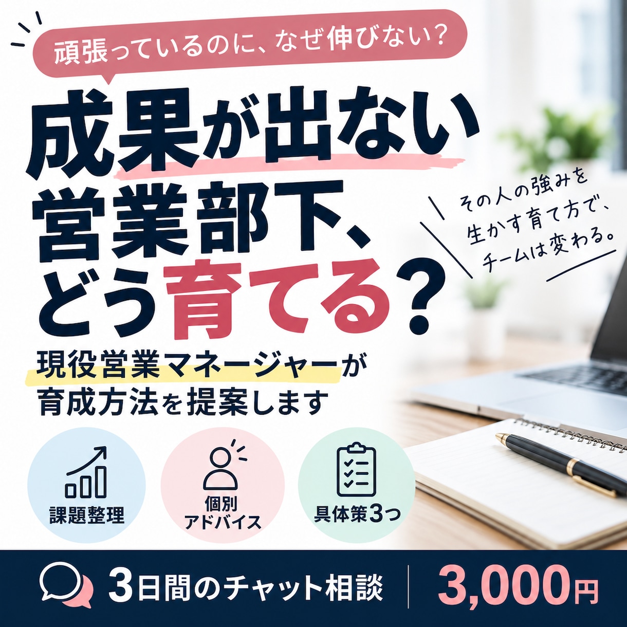 成果が出ない営業部下の育成を支援します 現役営業管理職が部下に合う育成方法を具体的に提案 イメージ1