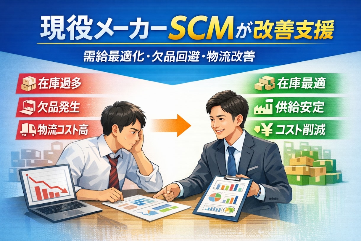 大手メーカーSCM｜需給計画・在庫適正化支援します 製造業・需給最適化・欠品回避・物流改善・需給予測 イメージ1