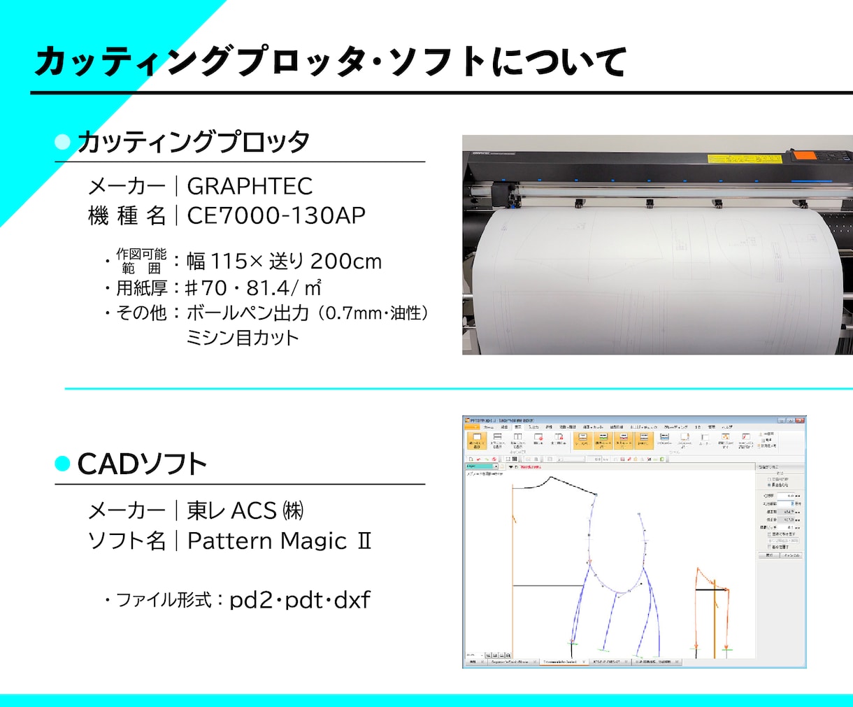 データを送るだけでパターン・型紙を出力いたします アパレルCAD・カッティングプロッタを使用した出力サービス イメージ2