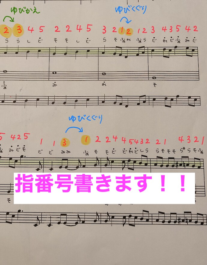 楽譜に指番号を書き込みます 運指さえわかれば自分で弾ける！という方に イメージ1