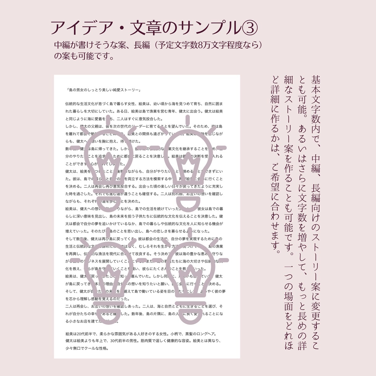 小説のためのアイデア出し！『起承転結』を考えます 趣味で書くストーリーの土台を《３千文字》で作ります♪ イメージ4