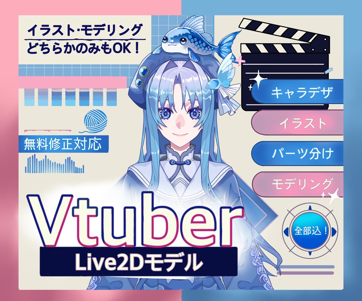 男女OK！あなただけのVtuberモデル作成します 今だけ全行程で5万円！修正無制限、著作権譲渡 イメージ1