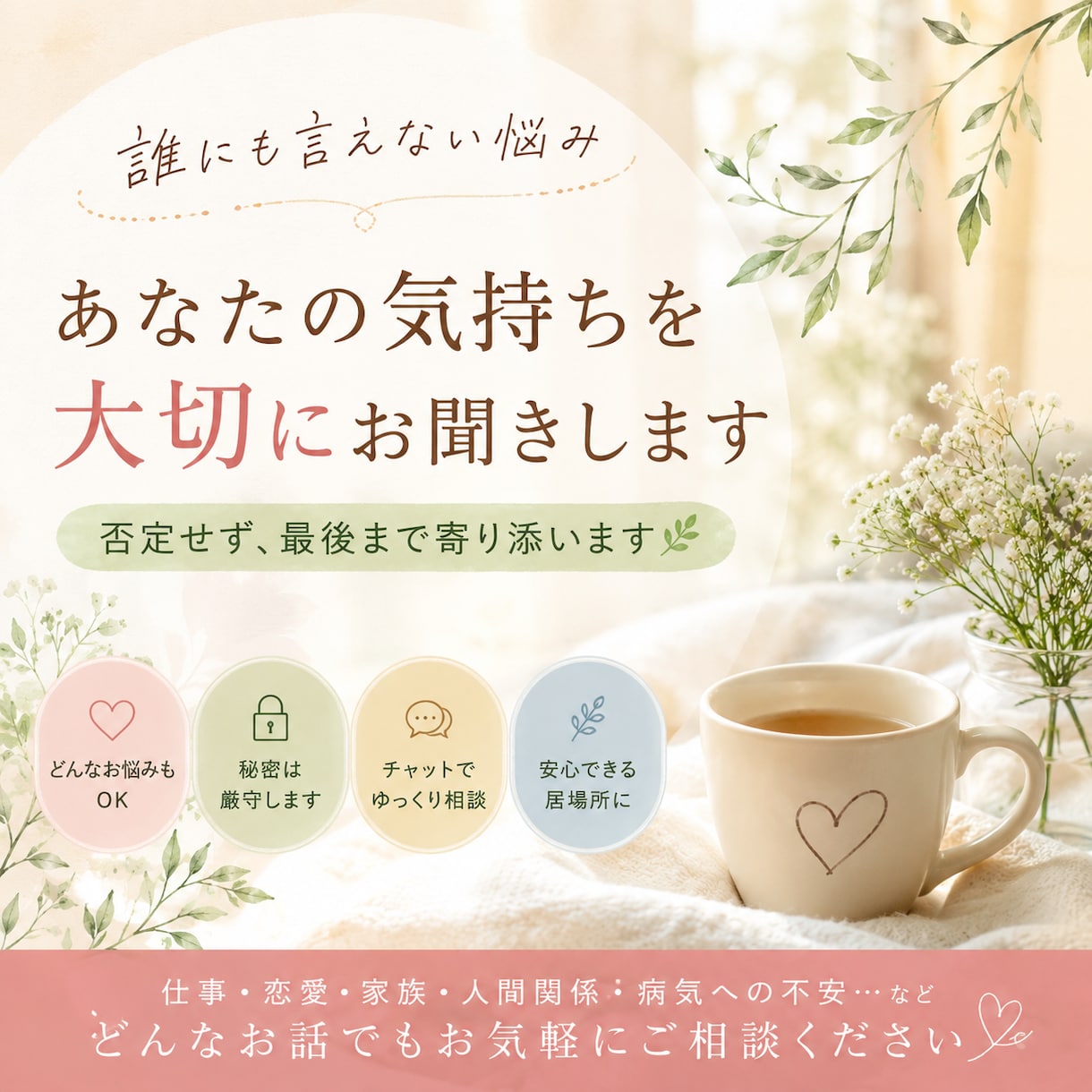 仕事・恋愛・家族の悩み、あなたの味方になります 答えを押し付けず、あなたの気持ちに寄り添います イメージ1