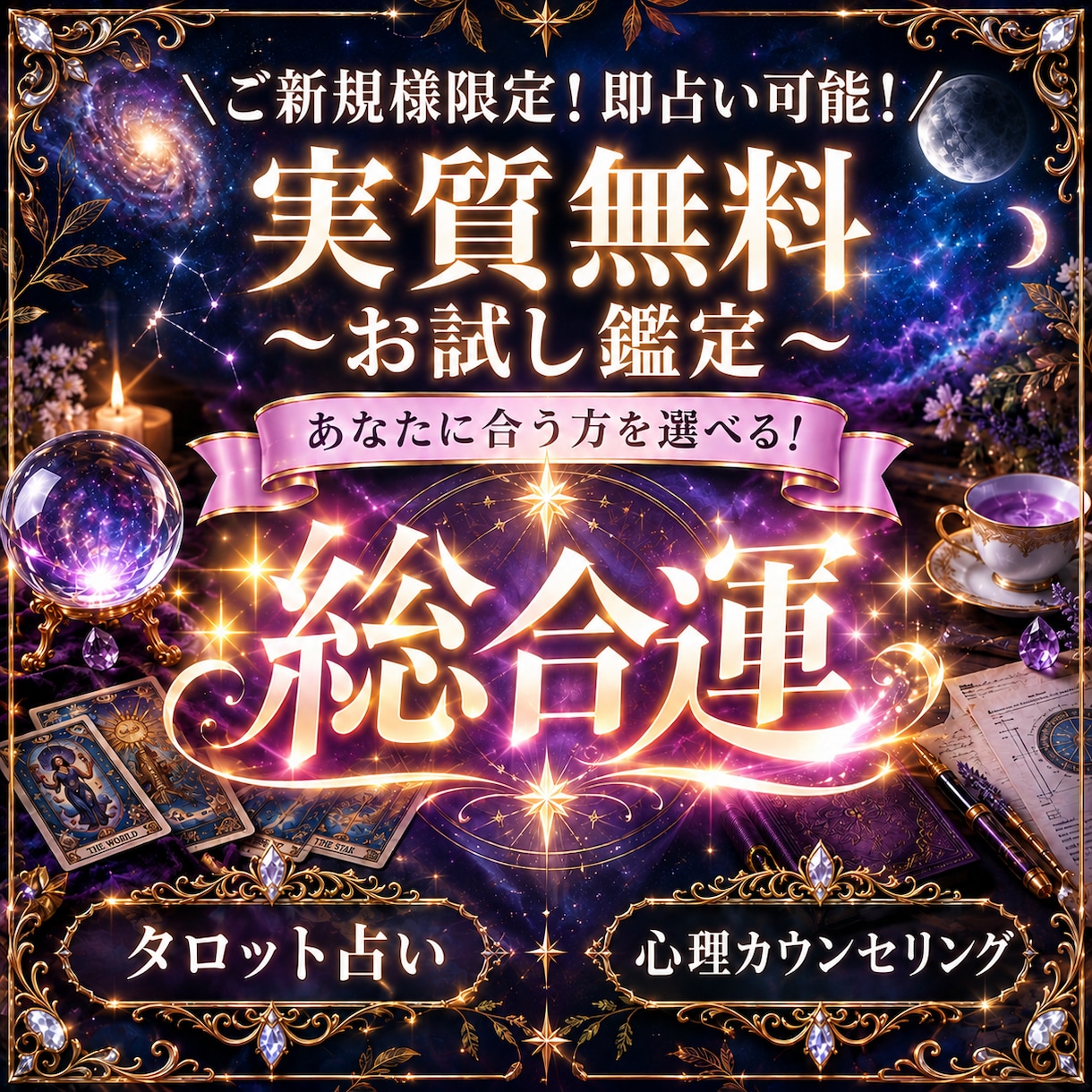 実質無料！総合運タロットか心理カウンセリングします 選べる実質無料の総合運鑑定  タロットor心理カウンセリング イメージ1