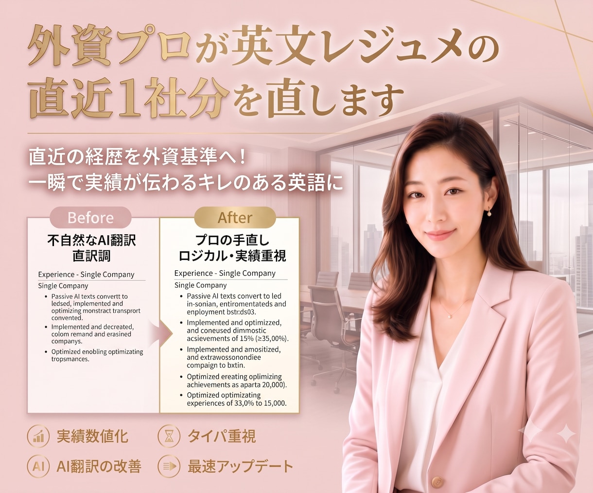 外資プロが英文レジュメの直近１社分を改善します ⏱書類通過率を上げたい人へ⏱最短24hで外資基準のCVへ！ イメージ1