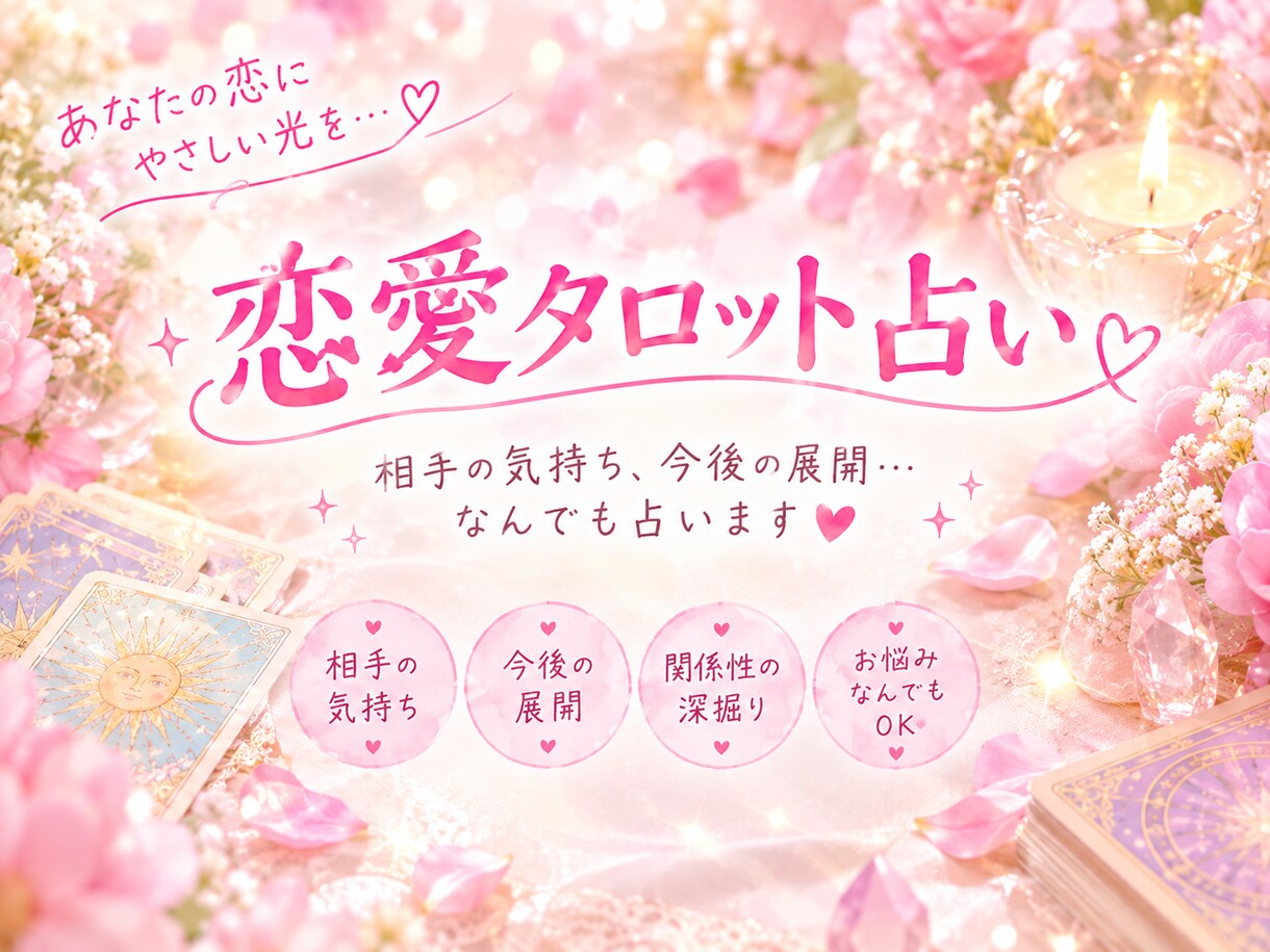 恋愛占い♡相手の気持ち、タロットで占います ご相談内容にNGなし⭕️どんなお気持ちも受け止めます☺️ イメージ1