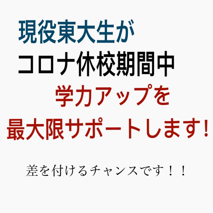 コロナによる休校中、東大生がお子様の勉強を支えます 塾や学校の突然の休校は、周りと差を付けるチャンスです！ イメージ1