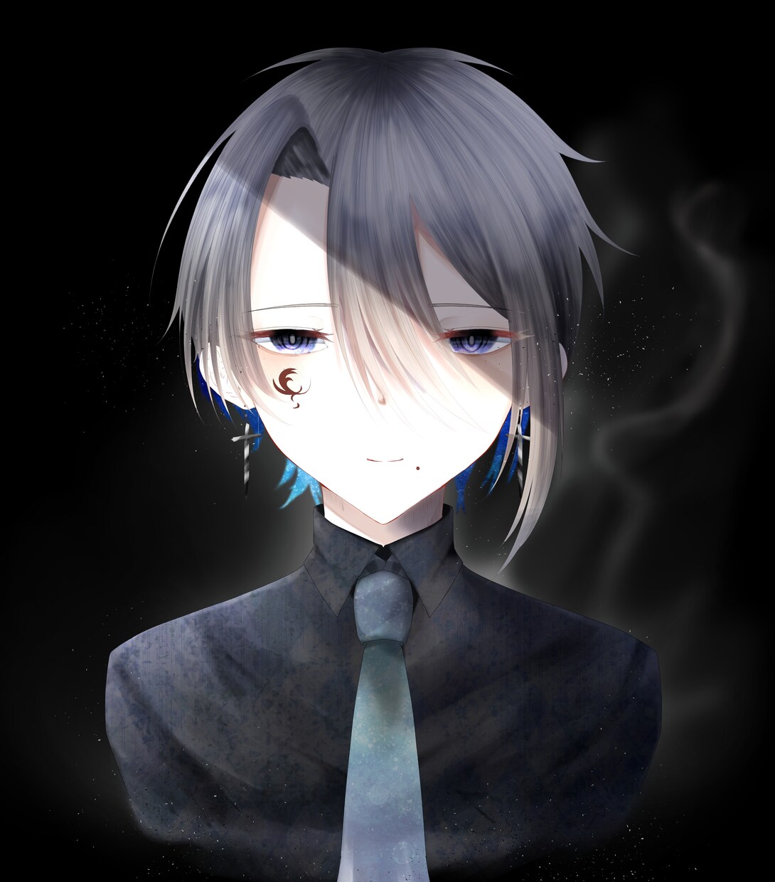 黒背景のキャラクターイラストを描きます 黒の中で輝くキャラクターを提供します イメージ2
