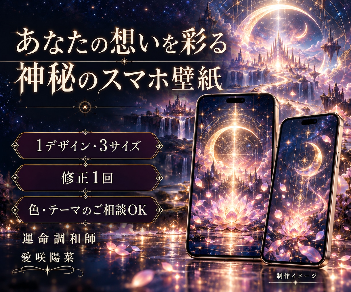 願いに寄り添う開運スマホ壁紙を作成します 霊視メッセージ付き｜３サイズ・修正１回・設定サポート イメージ1