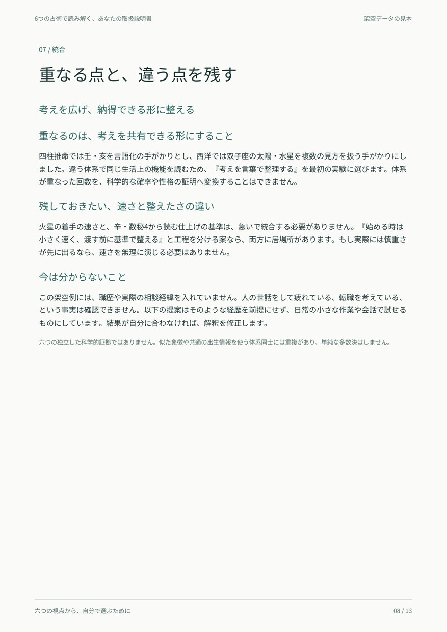 6つの占術であなたの取扱説明書を作ります 計算表と具体策を添えて、仕事と人間関係を振り返る イメージ3