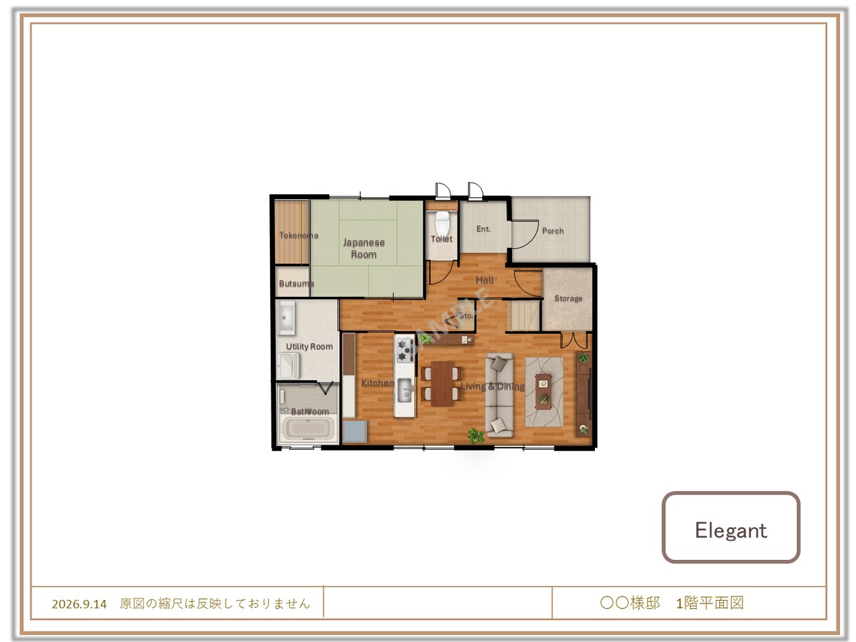 住宅のプレゼン用平面図を作成します 図面を素材感のある、伝わるプレゼン平面図へ イメージ7