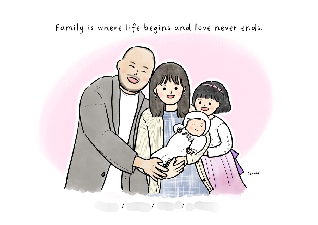 大切な思い出を残せる♡ゆるかわ家族の似顔絵描きます 毎日をハッピーに♩家族の幸せな瞬間をいつでも思い返せます♡ イメージ4