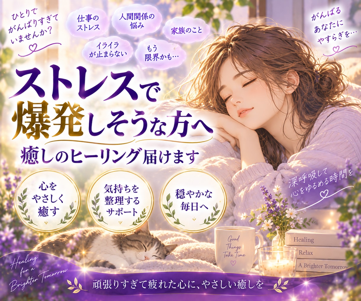 ストレスで爆発しそうな方、癒しのヒーリング届けます 頑張りすぎて心がいっぱいのあなたへ、自分をいたわる癒しの時間 イメージ1