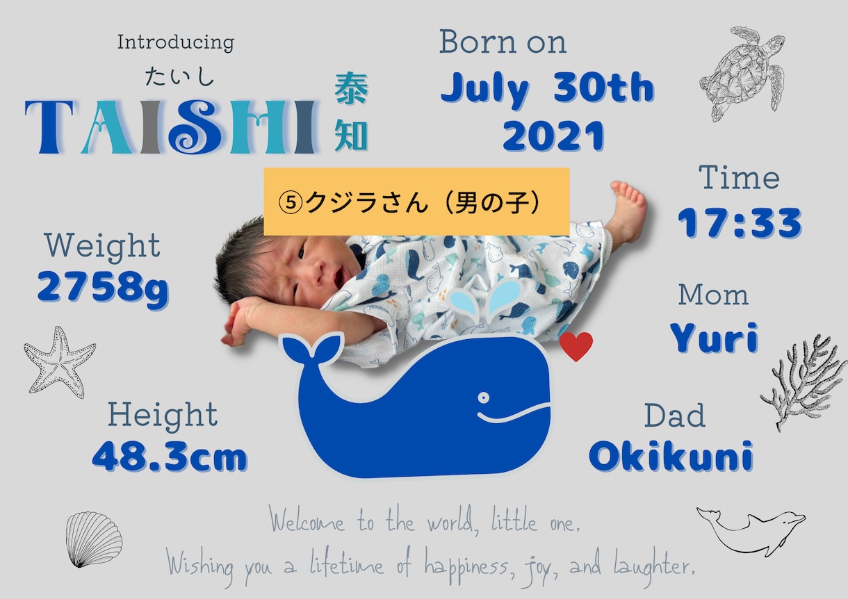 イントロダクションボードのデザインを作成します ご誕生の記念やプレゼントに♪海外で流行中の赤ちゃん紹介ボード イメージ6