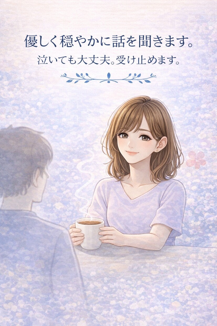 お悩み・恋愛相談、愚痴、話し相手、何でも聞きます とにかく何時間でもゆっくりお話を聞きます。1人じゃないです イメージ3