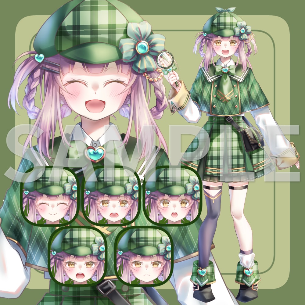 表情差分パーツ分け済探偵少女の立ち絵を販売します パーツを組み合わせて自由に表情差分を作れます イメージ1