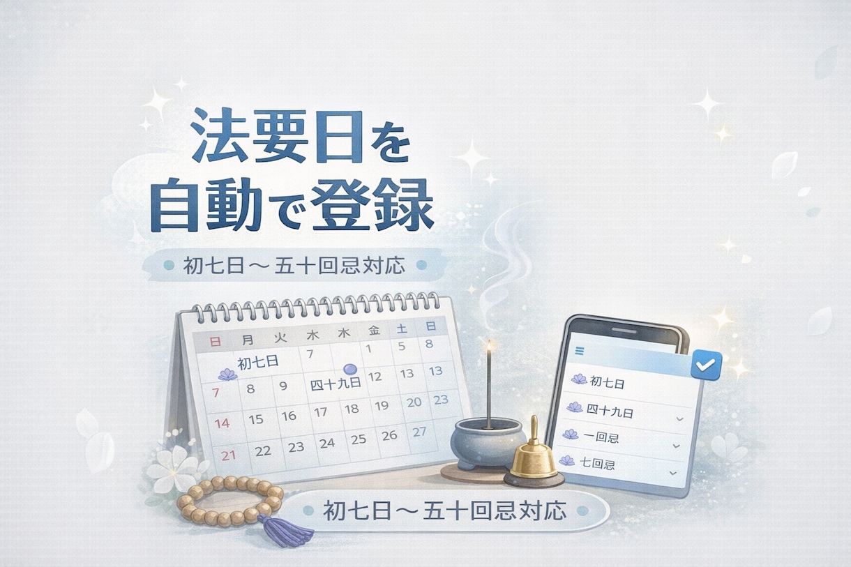 googleカレンダーに法要年月日を登録します 初七日、四十九日、一周忌、三回忌、七回忌...五十回忌まで イメージ2