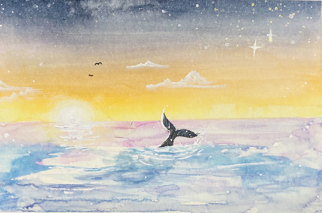 アナログで海と空のイラストを描きます 原画が手元に届き生活に彩りを加えます！ イメージ3