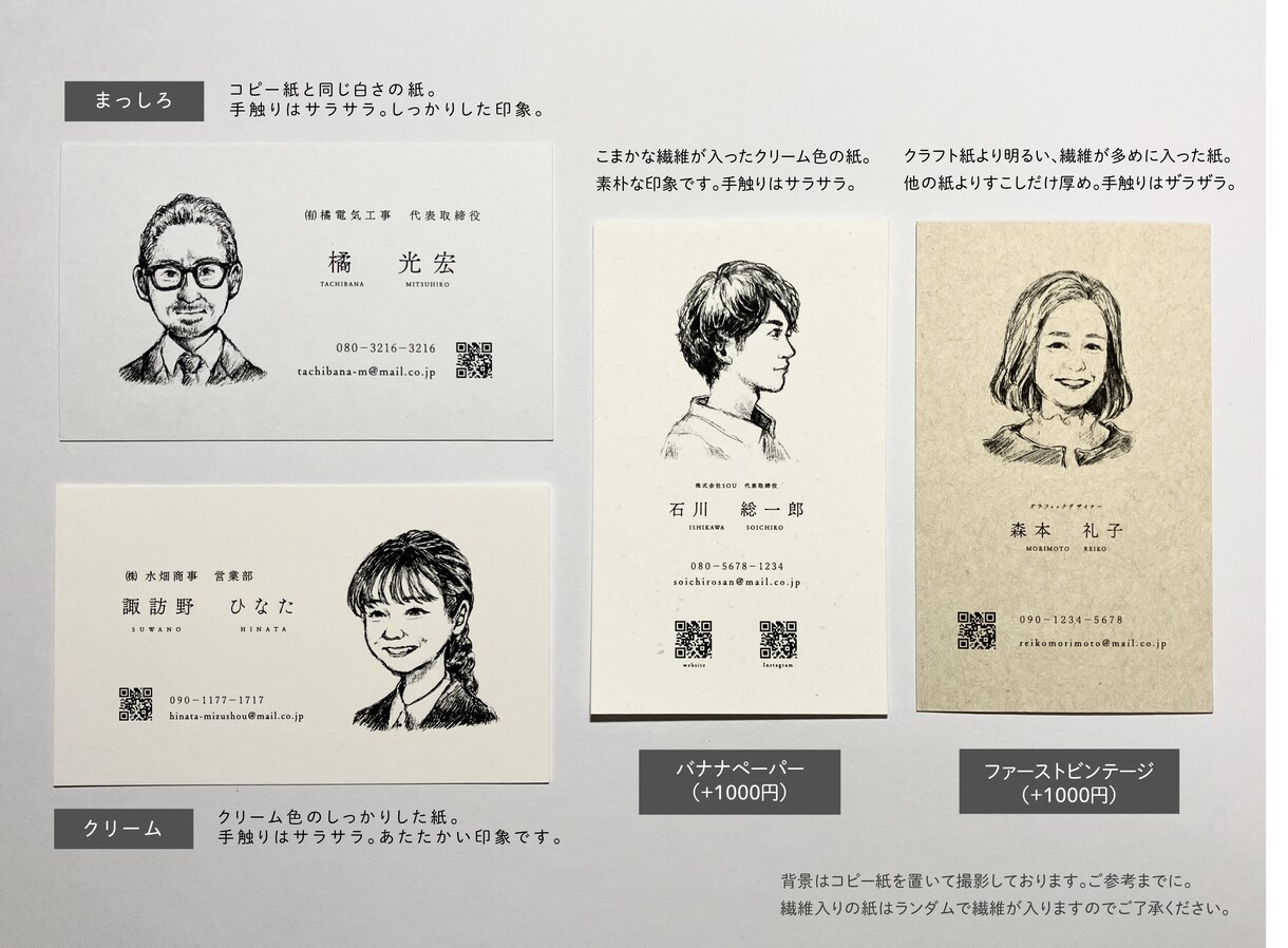 印刷込◆ラフタッチ似顔絵名刺おつくりします ◆SNSでアイコン利用もOK◆ イメージ1