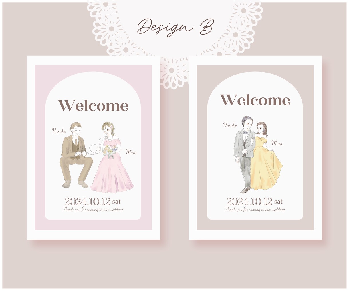 ほんわか水彩イラストのウェルカムボードを作成します 準備が忙しいけどこだわりたい方に！ご要望とことん叶えます⭐︎ イメージ8