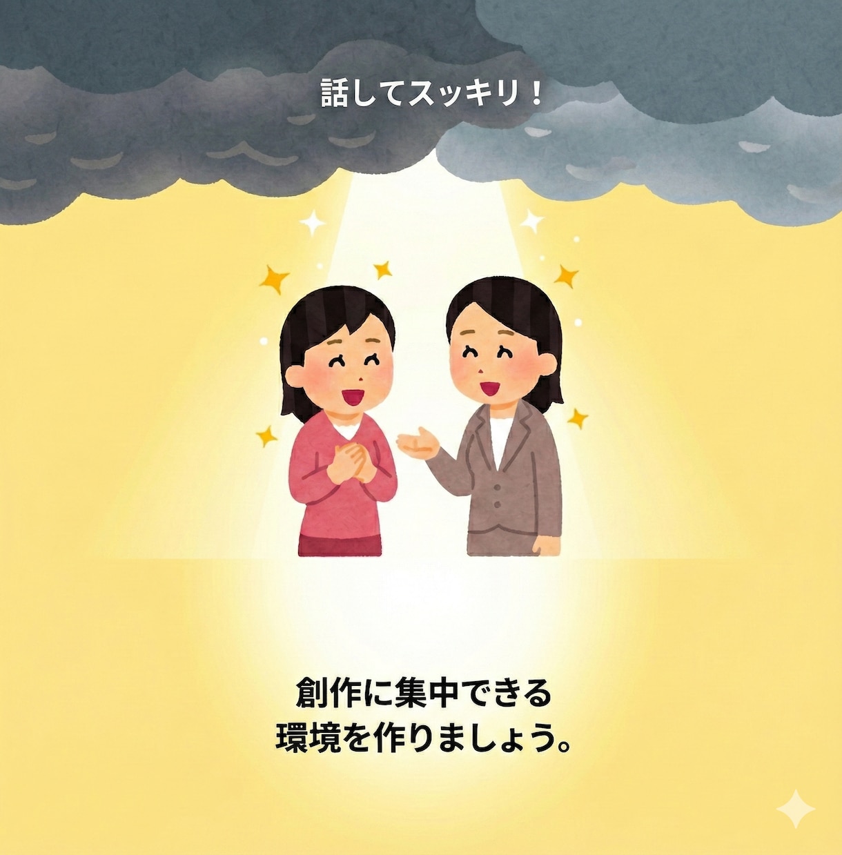 同人活動のモヤモヤを90日以内4往復で整理します ちょうどいい日数と回数で無理なく気持ちを整理できます。 イメージ3
