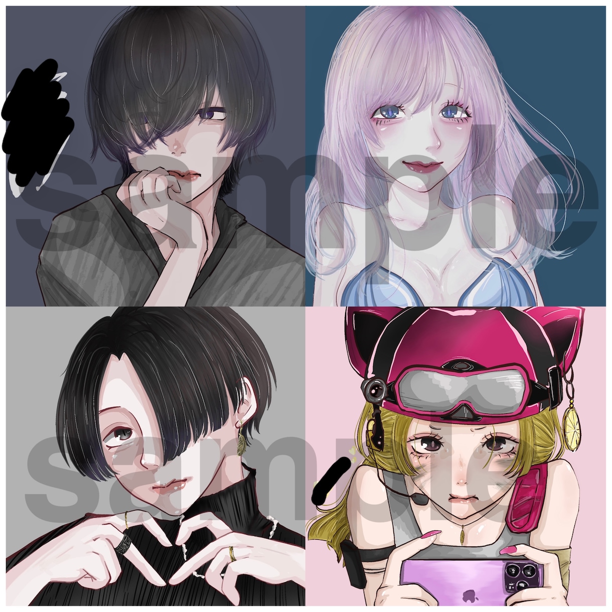 スクエアサイズのイラスト描きます SNSやゲームのアイコンなどにいかがですか？ イメージ1