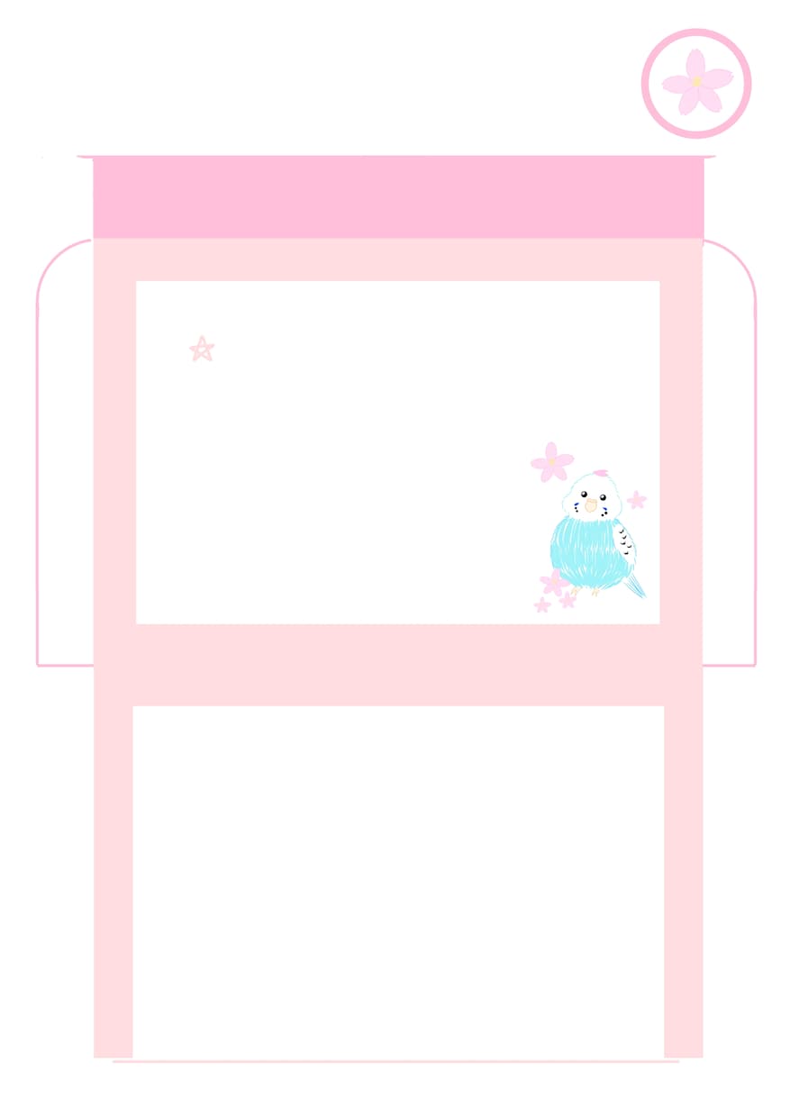 セキセイインコの便箋セット売ります 桜セキセイインコの便箋セットです。(A4) イメージ2