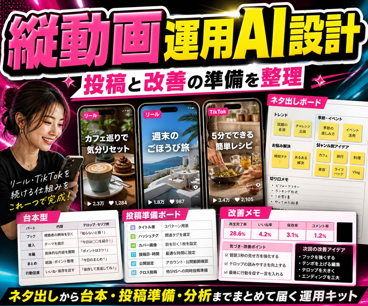 リール/TikTok運用をAIで設計します 短尺投稿の流れを迷わず回せるを整理 イメージ1