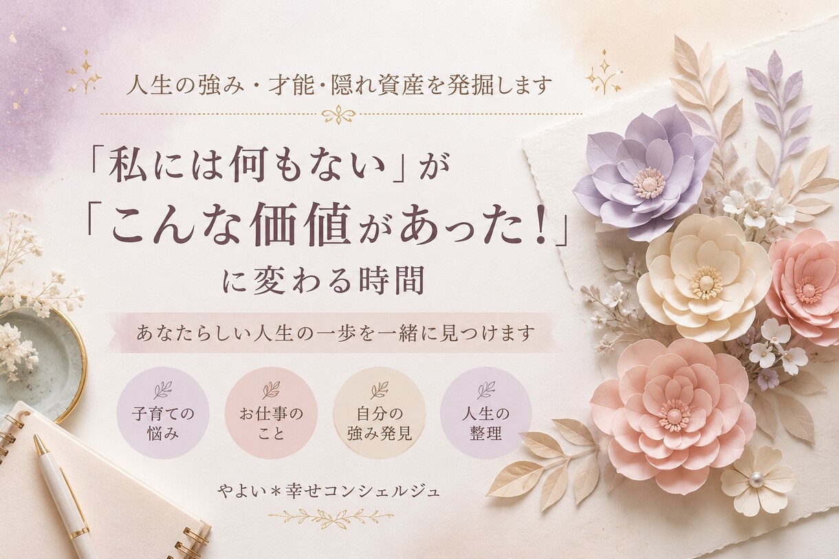 人生の強み・才能・隠れ資産を発掘します 「私には何もない」が「こんな価値があった！」に変わる時間 イメージ1