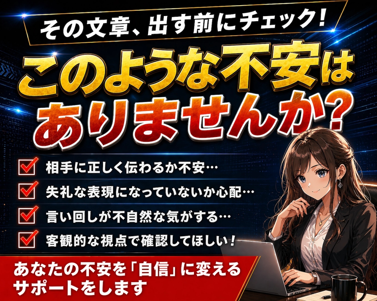 文章に不安がある方の文章確認・調整サポートをします 文章に不安を感じたら一度ご相談ください イメージ3