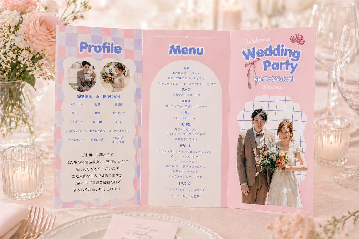 韓国POPな三つ折りプロフィールブックが作れます 三つ折りタイプCanvaテンプレートを納品 イメージ4