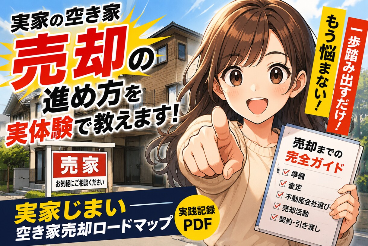 実家の空き家売却を失敗しない進め方を教えます 家族4人で進めた空き家売却の実体験をPDFにまとめました イメージ1