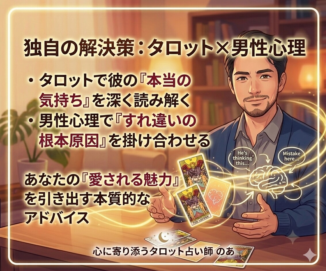 タロット×男性心理で愛され感を取り戻す鑑定をします 不安なあなたへ。タロット×男性心理で彼から愛される未来へ導く イメージ4