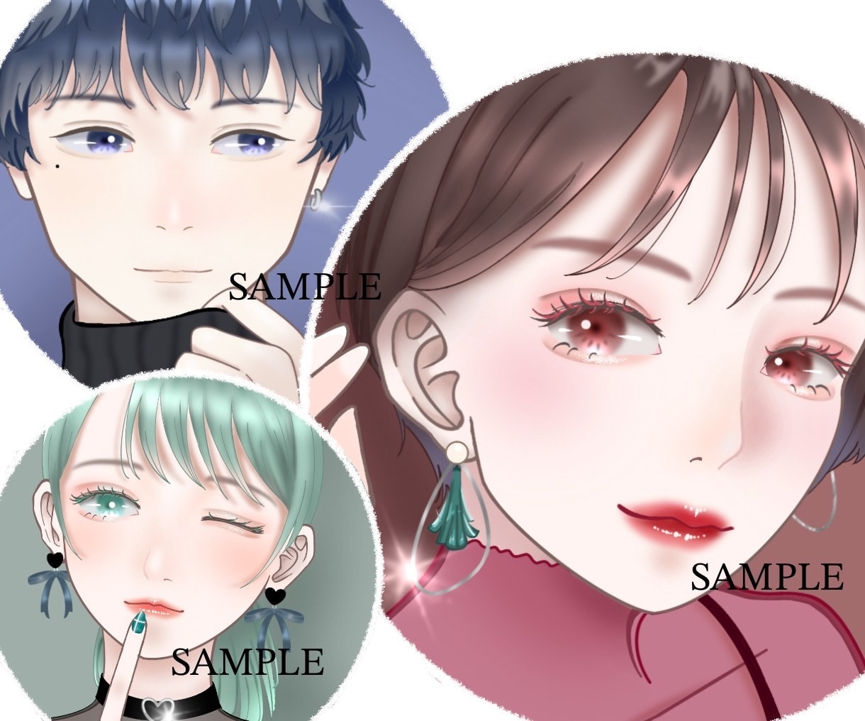 上品なタッチで惹き込まれるアイコンを作成します 透き通るような瞳や髪の毛が魅力的なイラストです イメージ1