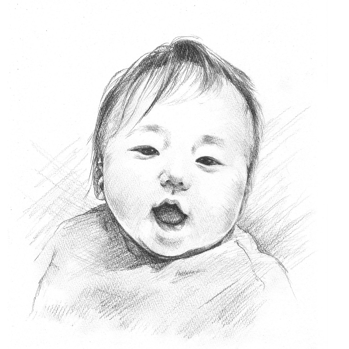 赤ちゃん記念日・成長記録にデッサン似顔絵を描きます 写真を元にデフォルメなしの鉛筆画！贈り物やインテリアにどうぞ イメージ3