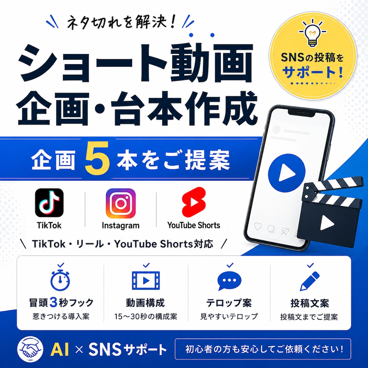 ショート動画の企画と台本を作ります TikTok・リール向けに5企画をご提案 イメージ1