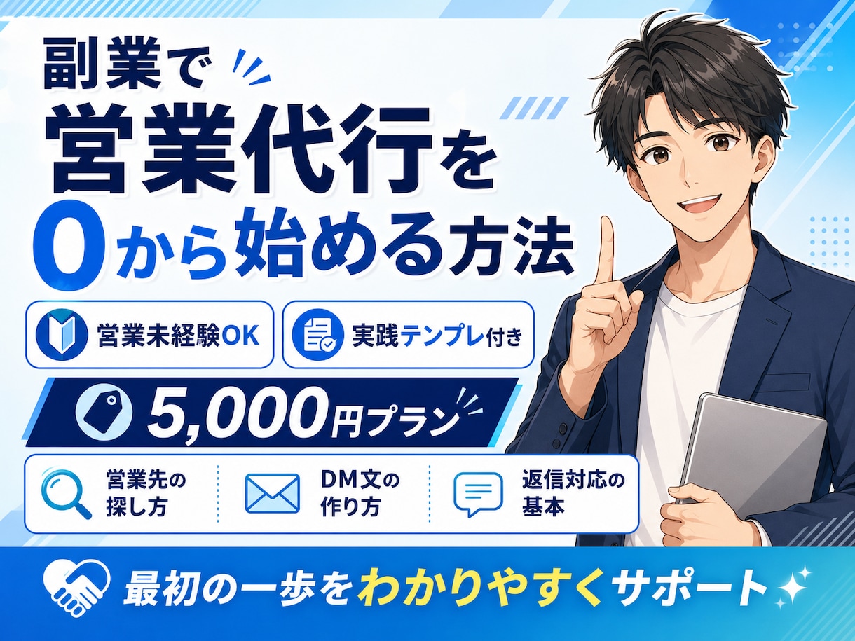 営業代行副業の始め方を手順と例文で教えます 営業先の探し方・料金・返信対応を、通常1日でお届け イメージ1