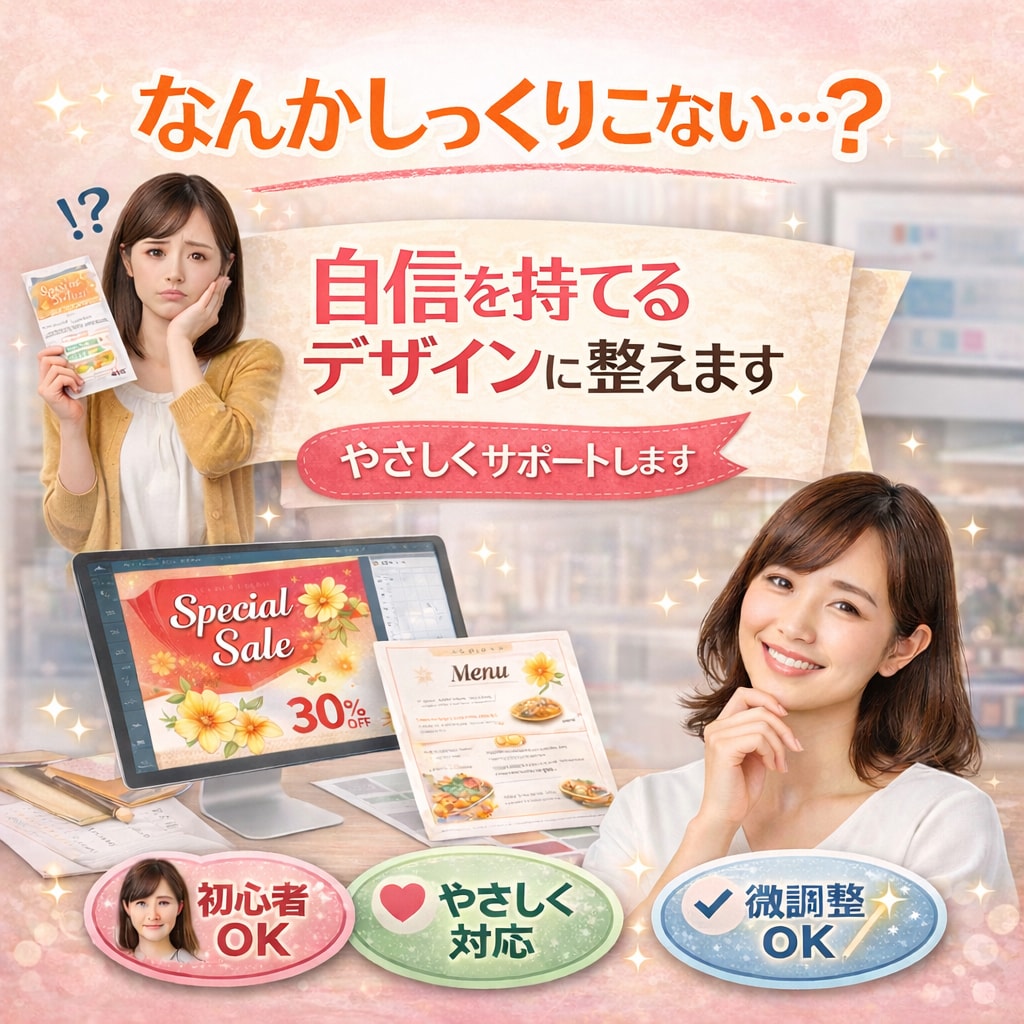 なんかしっくりこないデザイン…整えます 色やレイアウトも含めて印刷用に！仕上げまで安心サポート！ イメージ1
