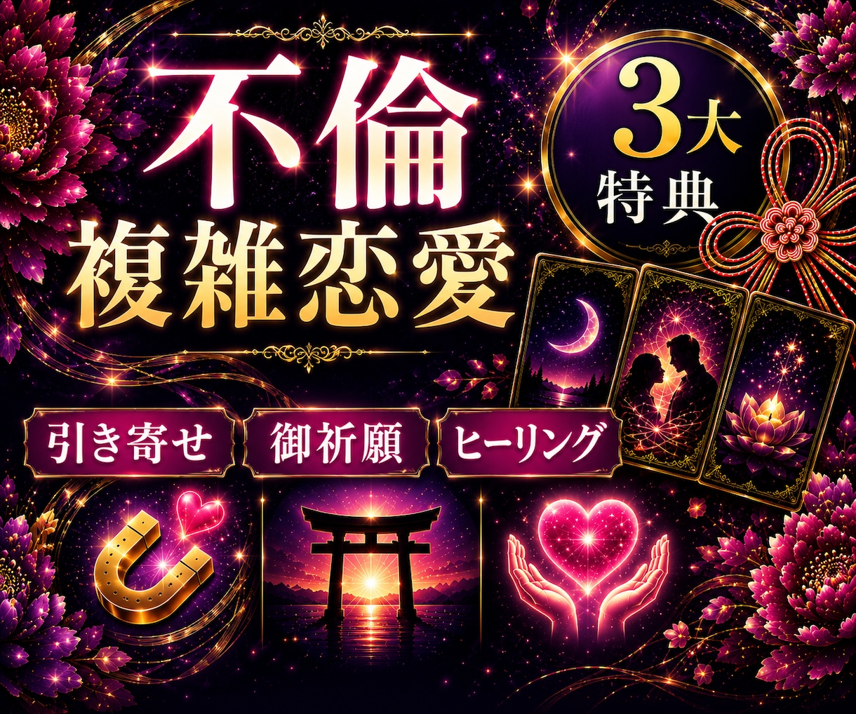 不倫♦複雑恋愛のお悩みを霊視×カードで深く占います 【無料御祈願あり】あなたが望む未来を最短で引き寄せます！！ イメージ1
