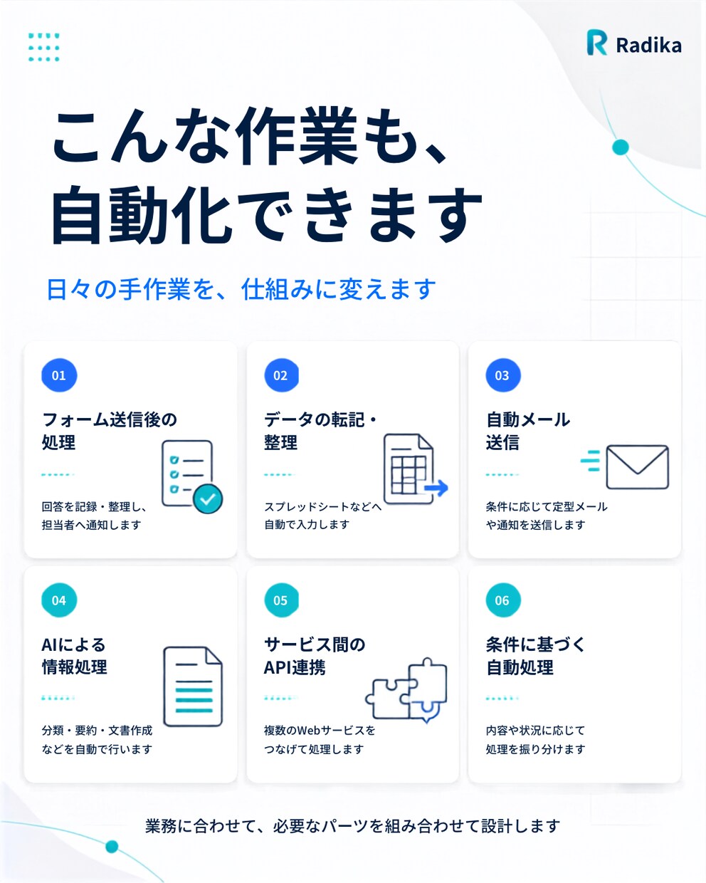 面倒な定型業務を今のツールで自動化します 問い合わせ・転記などの定型業務をまとめて効率化 イメージ3