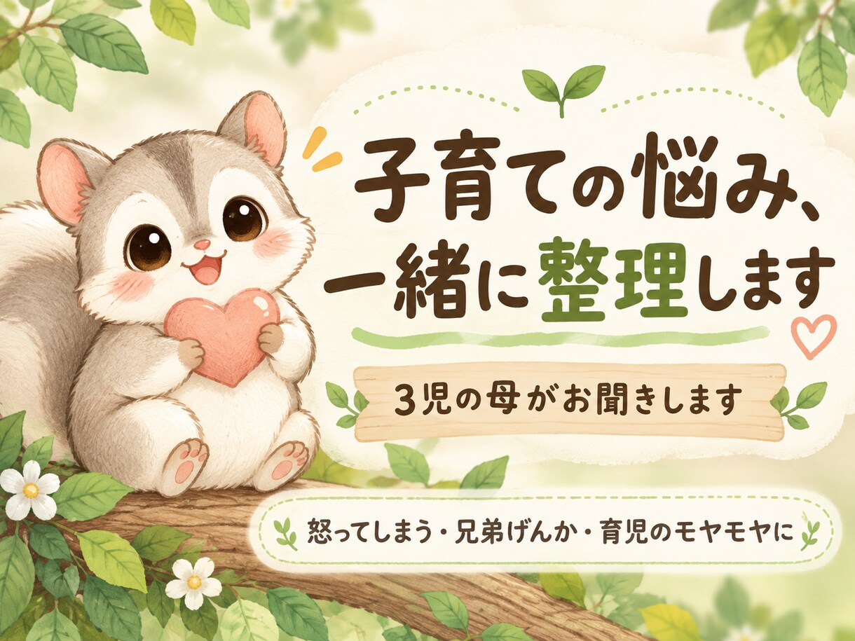 子育ての悩みを3児の母が一緒に整理します 怒ってしまう・兄弟げんか・育児のモヤモヤをお聞きします イメージ1