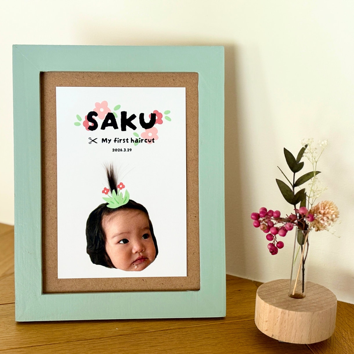 最短当日｜ファーストカットアート作成します 赤ちゃんの写真で作る｜初めのヘアカットをおしゃれに保存 イメージ1