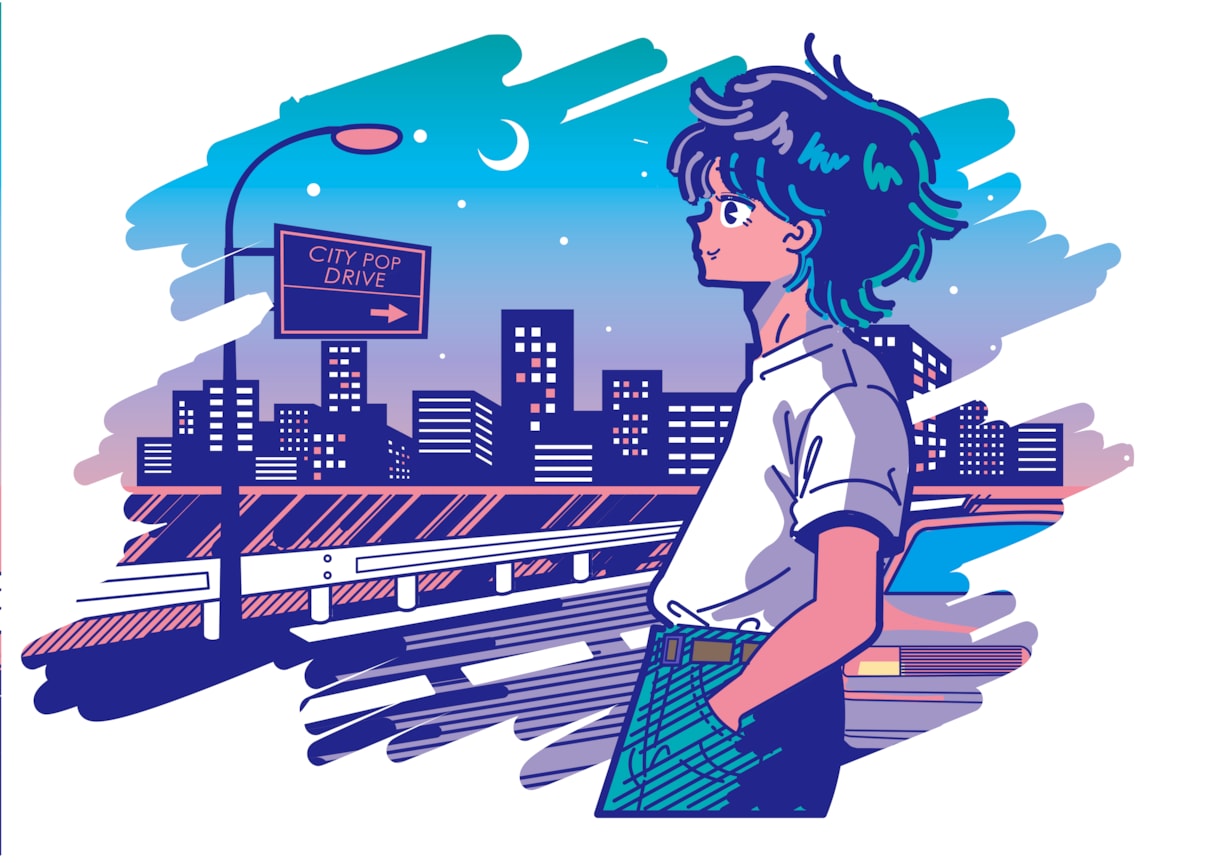シティポップ・レトロイラスト描きます シティポップ・80'sヴェイパーウェイブ風イラスト イメージ1